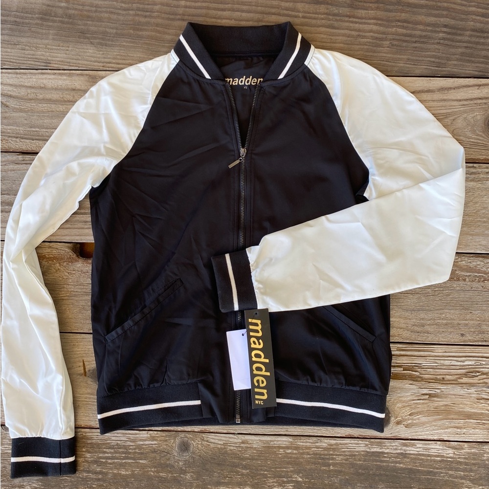 Women's Black and White Bomber Jacket